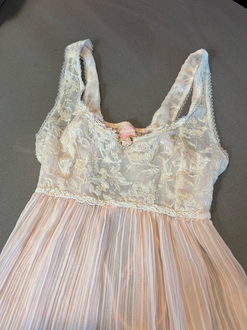 Delicate Lace & Pleated Chemise - Blush Pink